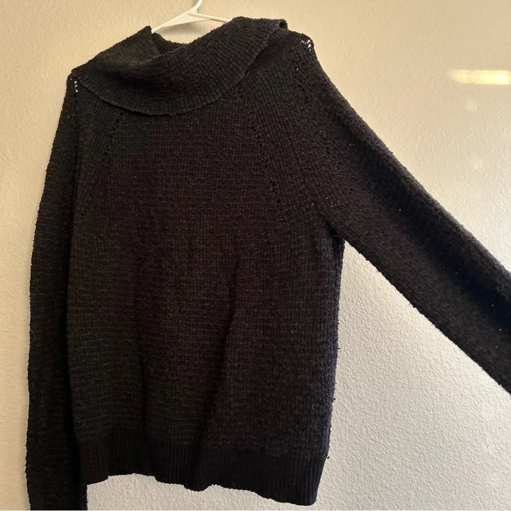 Free People Pull By Your Side Cowl Neck Sweater Black Knit Womens‎ Size S